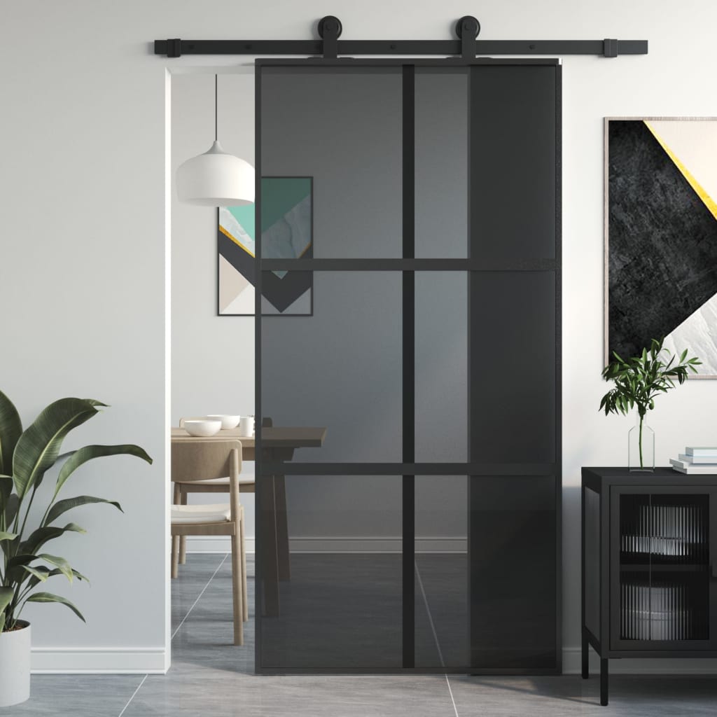 Schiebetür 102,5X205 Cm Hartglas Und Aluminium