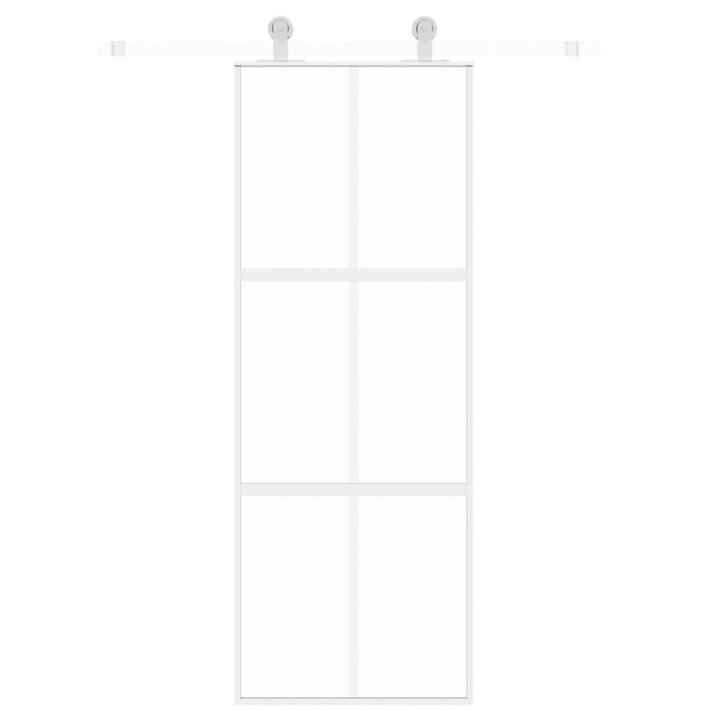 Schiebetür Weiß 76X205 Cm Hartglas Und Aluminium
