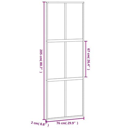 Schiebetür Weiß 76X205 Cm Hartglas Und Aluminium