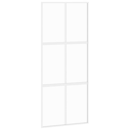 Schiebetür Weiß 90X205 Cm Hartglas Und Aluminium