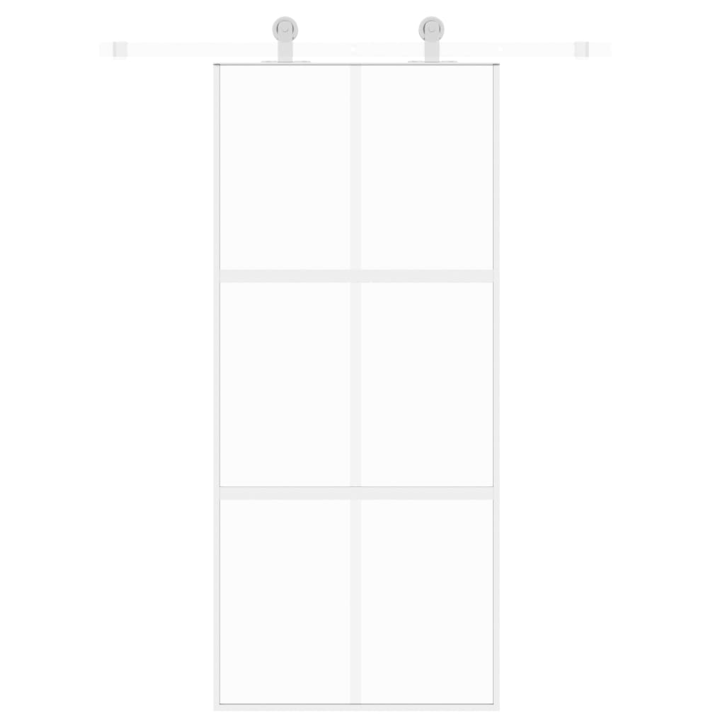 Schiebetür Weiß 90X205 Cm Hartglas Und Aluminium