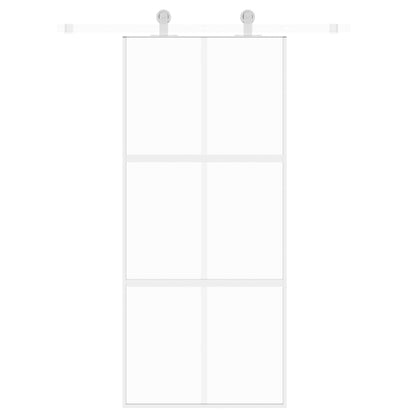 Schiebetür Weiß 90X205 Cm Hartglas Und Aluminium