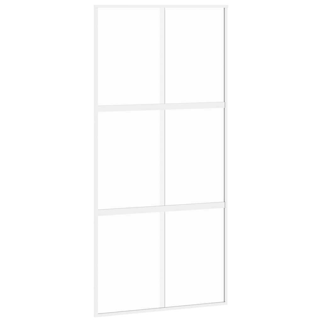 Schiebetür Weiß 102,5X205 Cm Hartglas Und Aluminium