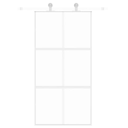 Schiebetür Weiß 102,5X205 Cm Hartglas Und Aluminium