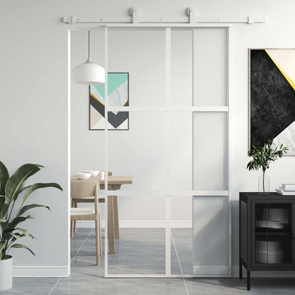 Schiebetür Weiß 102,5X205 Cm Hartglas Und Aluminium