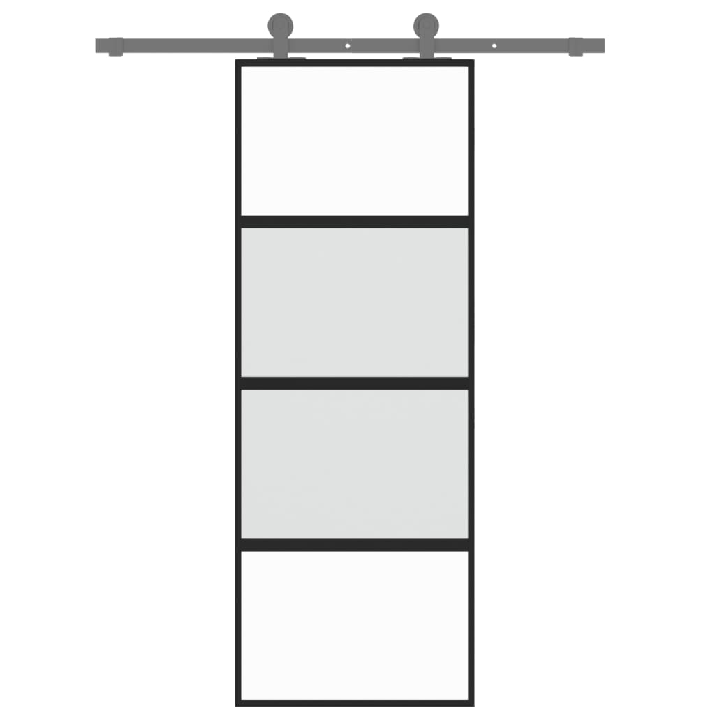 Schiebetür 76X205 Cm Hartglas Und Aluminium