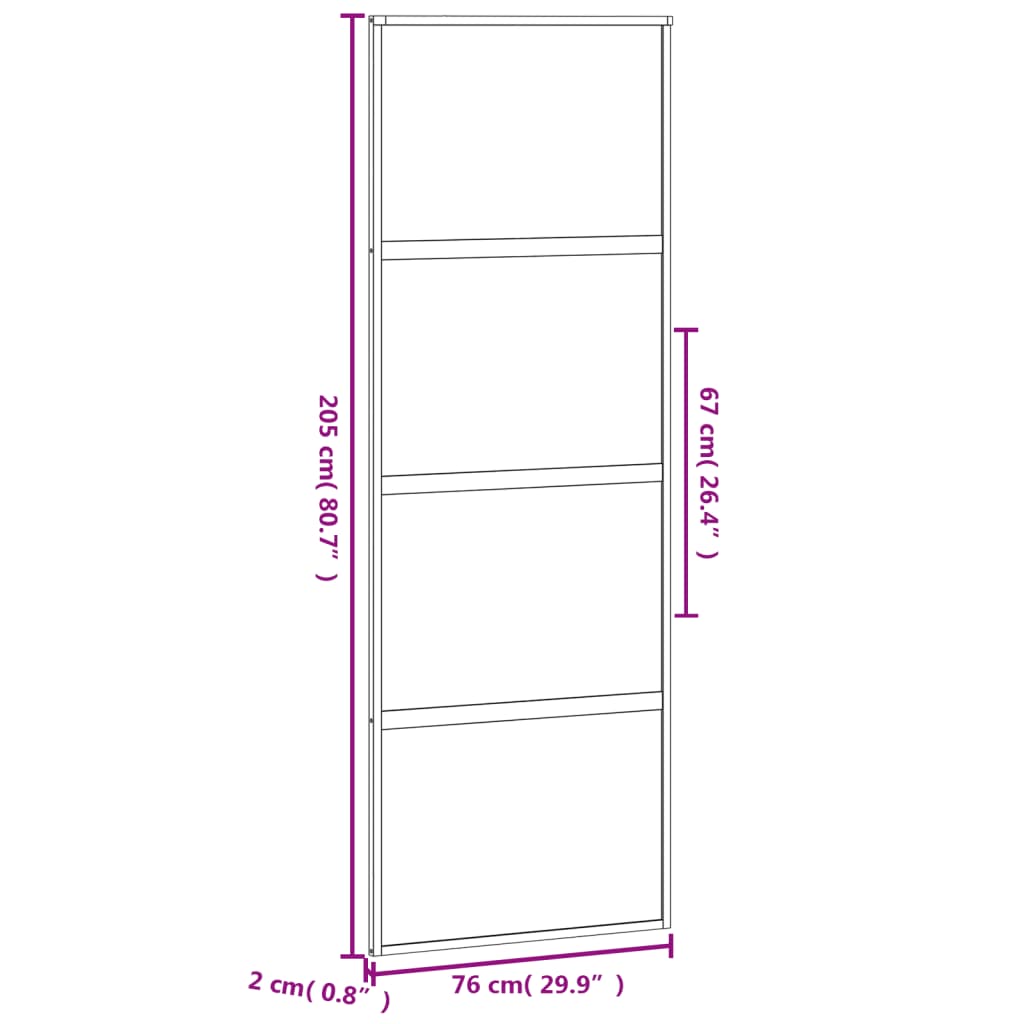 Schiebetür 76X205 Cm Hartglas Und Aluminium