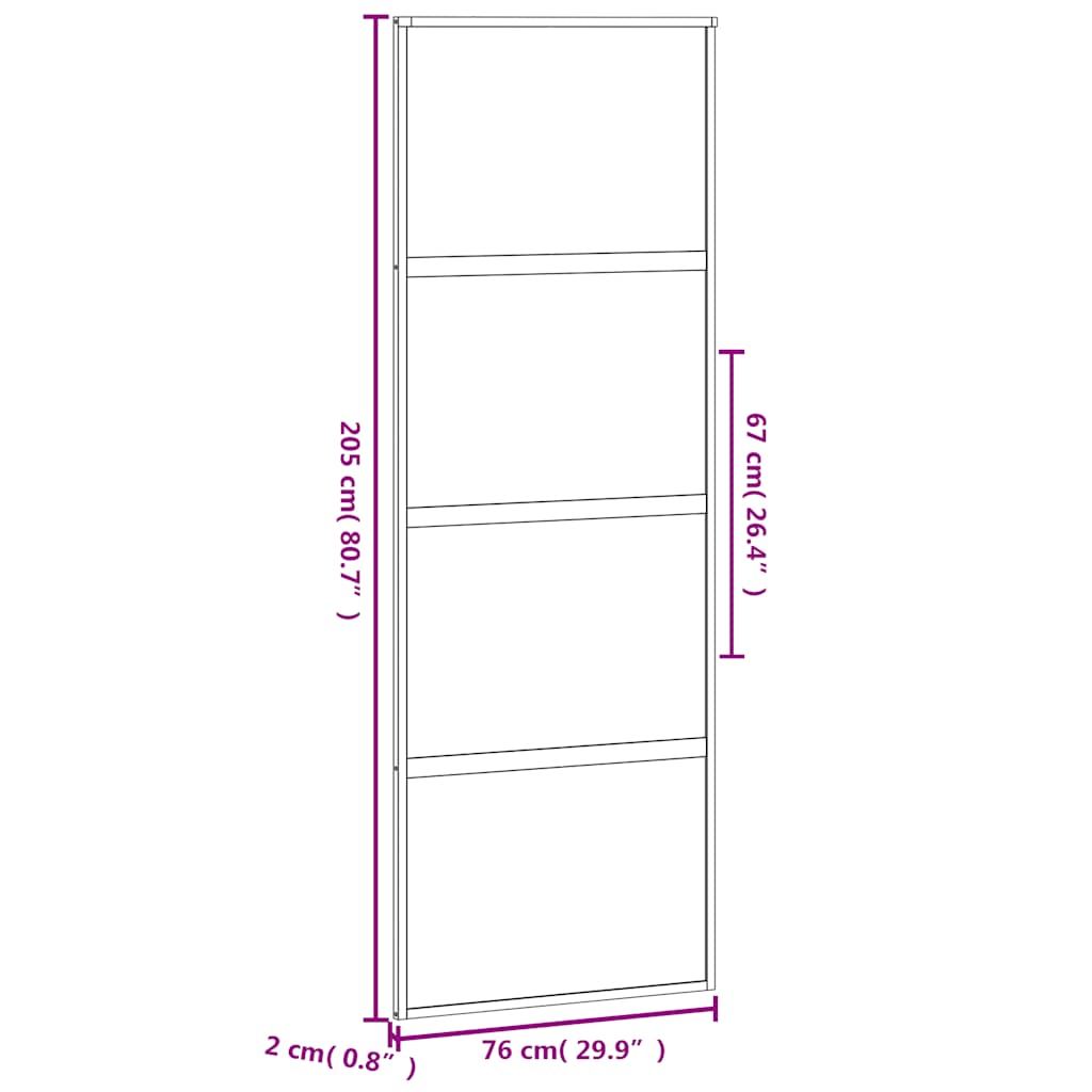 Schiebetür 76X205 Cm Hartglas Und Aluminium