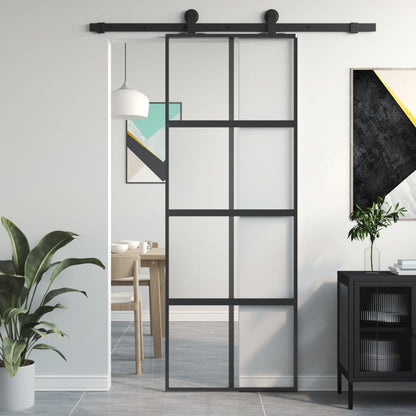 Schiebetür 102,5X205 Cm Hartglas Und Aluminium