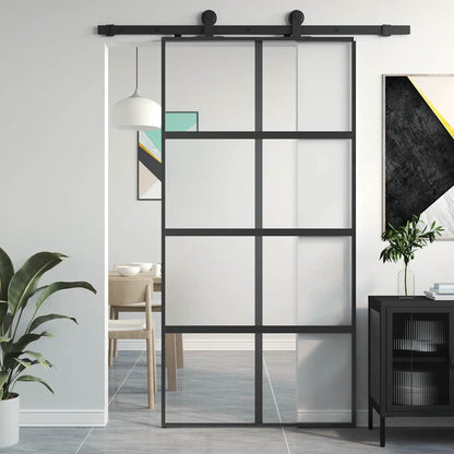Schiebetür 102,5X205 Cm Hartglas Und Aluminium