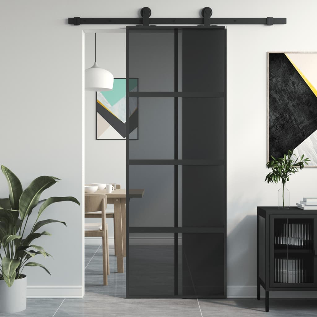 Schiebetür 102,5X205 Cm Hartglas Und Aluminium