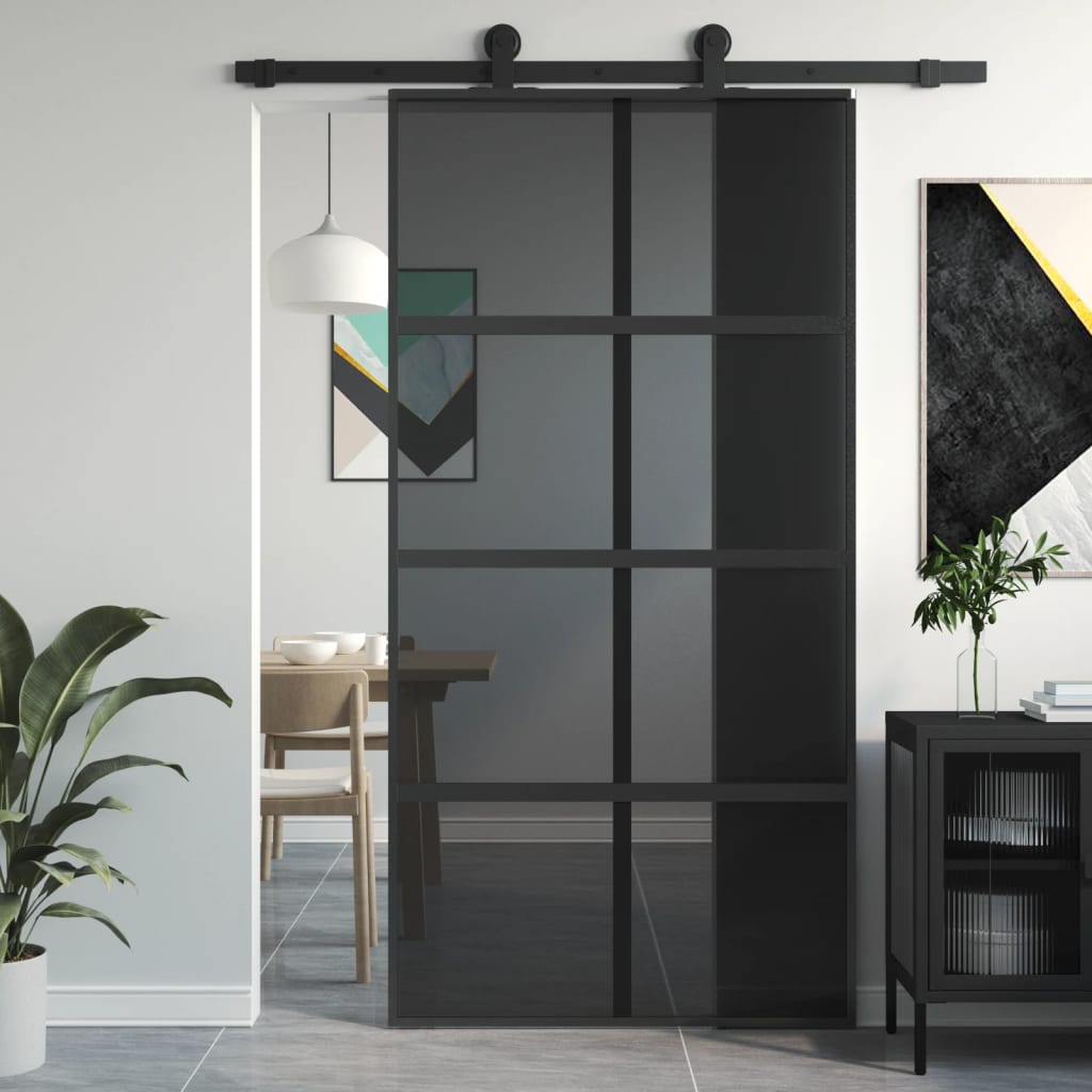 Schiebetür 102,5X205 Cm Hartglas Und Aluminium