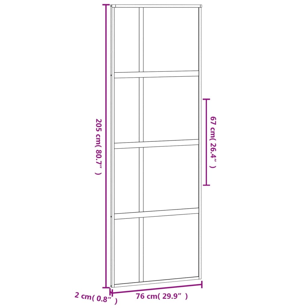 Schiebetür 76X205 Cm Hartglas Und Aluminium