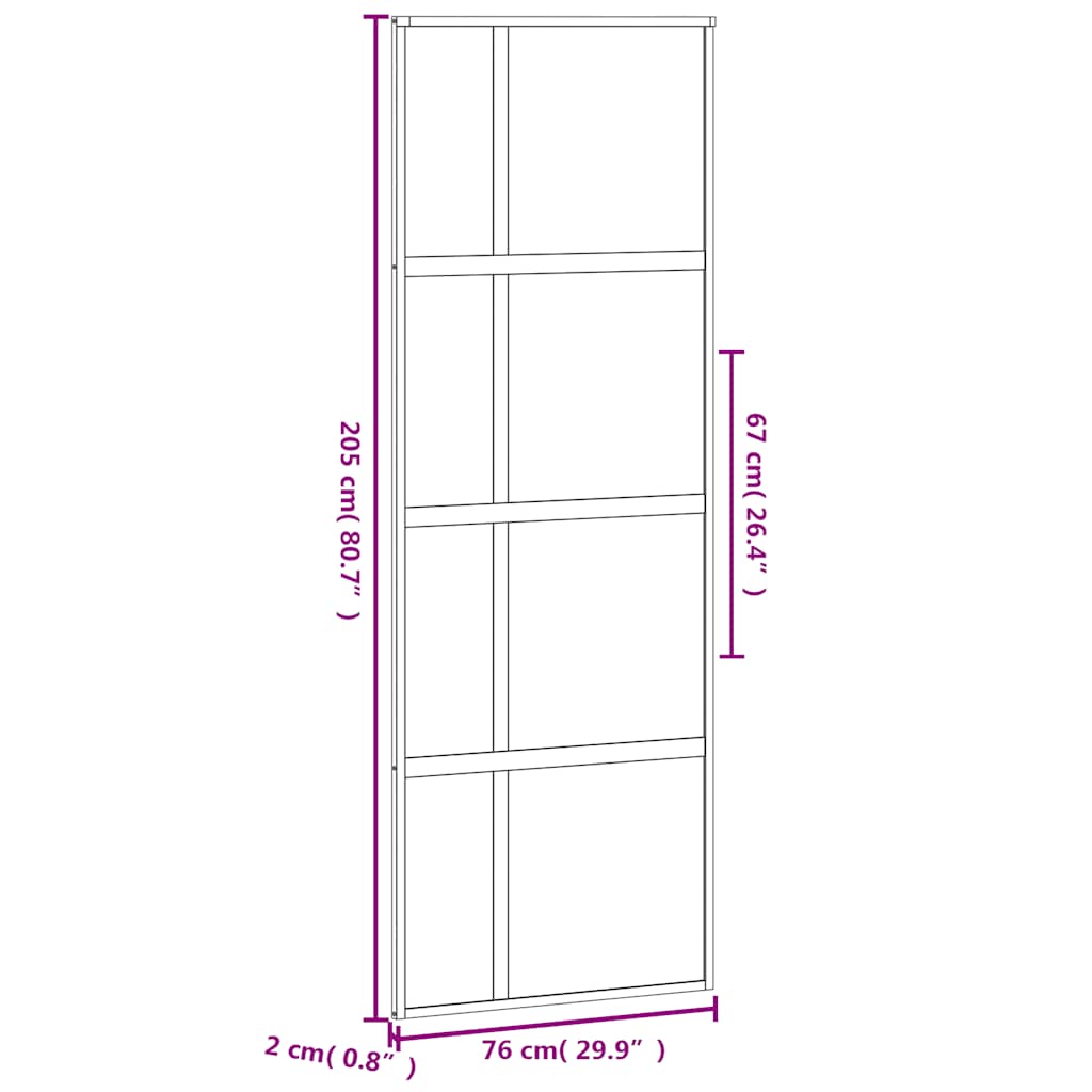 Schiebetür 76X205 Cm Hartglas Und Aluminium