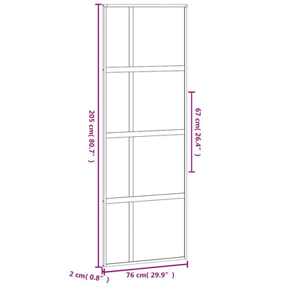Schiebetür 76X205 Cm Hartglas Und Aluminium