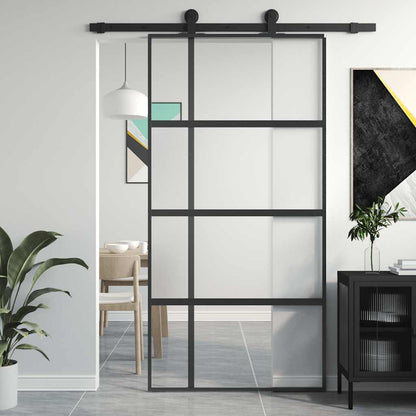 Schiebetür 76X205 Cm Hartglas Und Aluminium