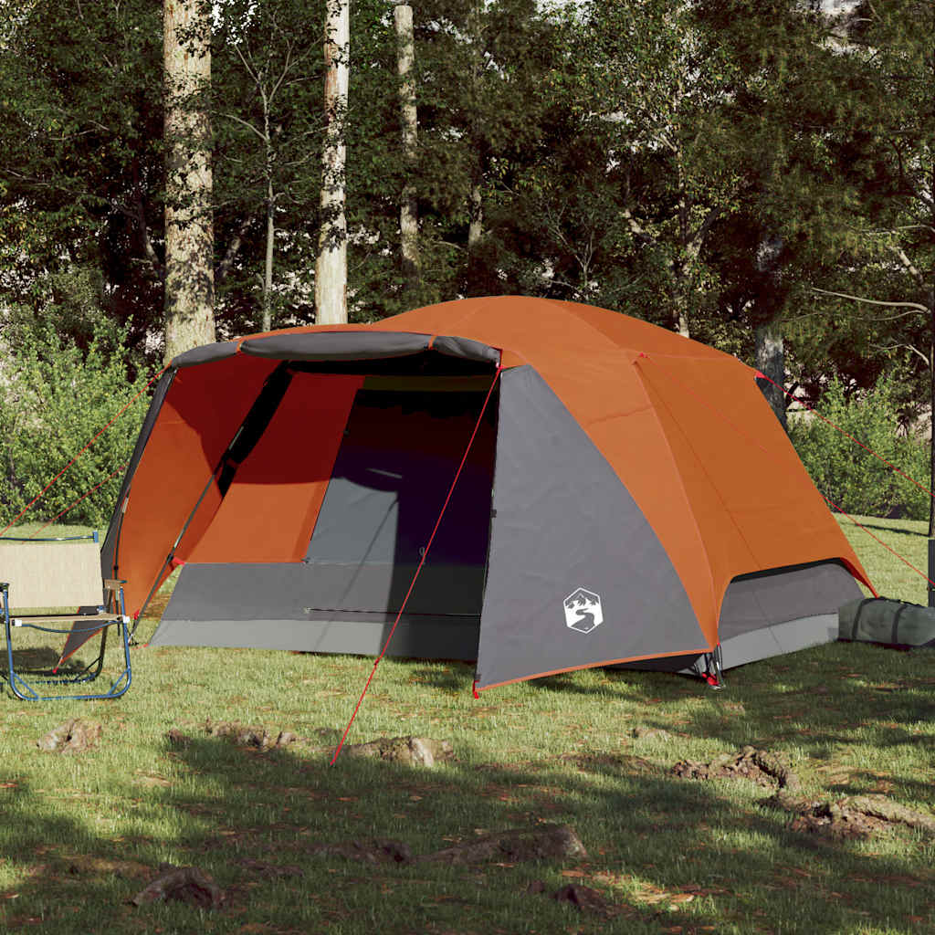 Campingzelt Mit Vorzelt 4 Personen Orange Wasserdicht