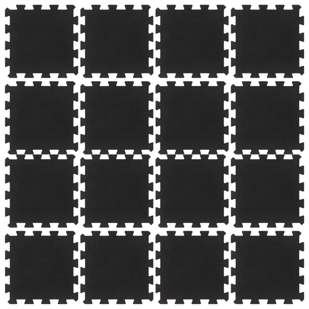 Bodenfliesen Aus Gummi 16 Stk. Schwarz 16 Mm 30X30 Cm