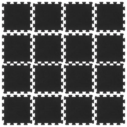 Bodenfliesen Aus Gummi 16 Stk. Schwarz 16 Mm 30X30 Cm