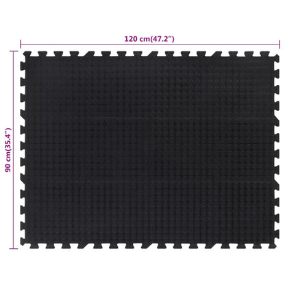 Gummi-Bodenfliese Schwarz 12 Mm 90X120 Cm