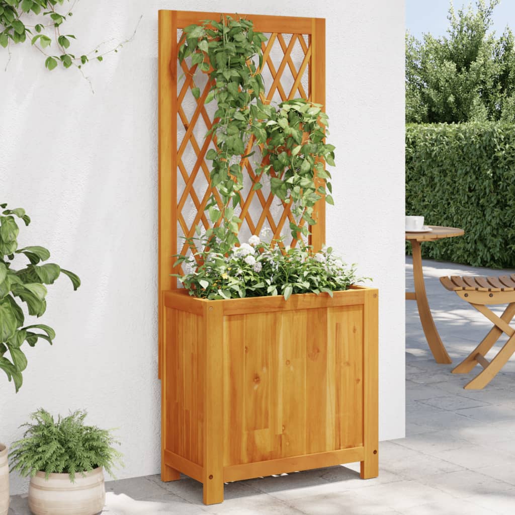 Pflanzkübel Mit Rankgitter 55X29,5X132 Cm Massivholz Akazie