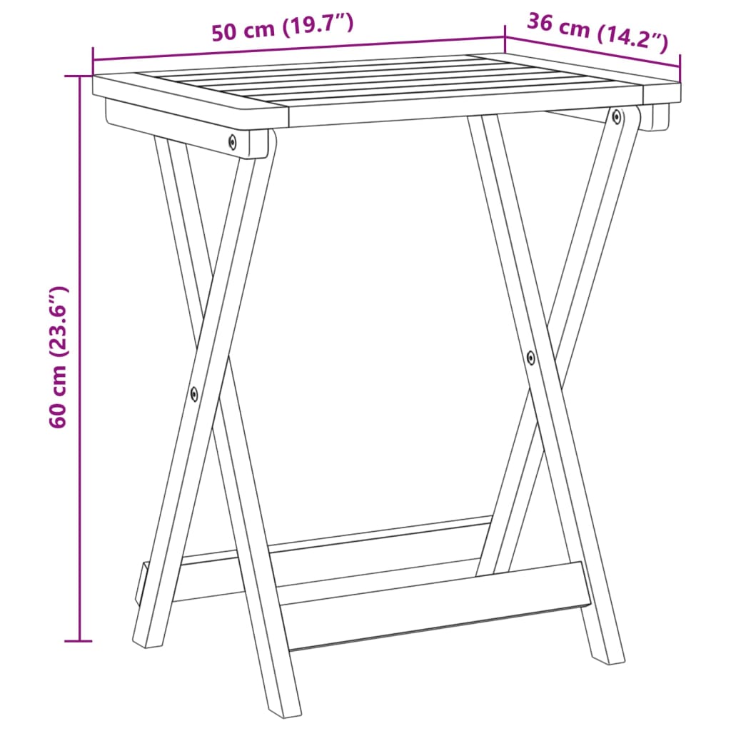 Gartentisch Klappbar 50X36X60 Cm Massivholz Akazie