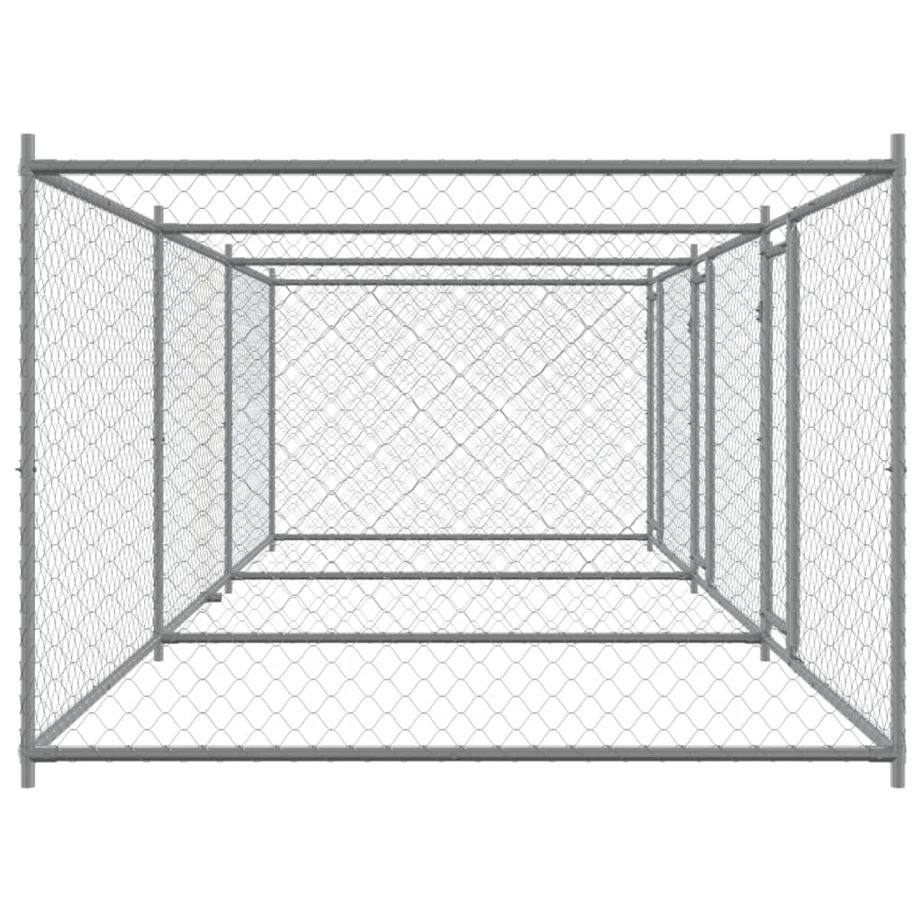 Hundezwinger Mit Türen Grau 6X2X1,5 M Verzinkter Stahl