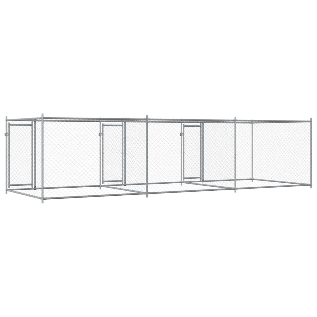Hundezwinger Mit Türen Grau 6X2X1,5 M Verzinkter Stahl
