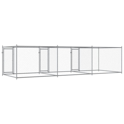 Hundezwinger Mit Türen Grau 6X2X1,5 M Verzinkter Stahl