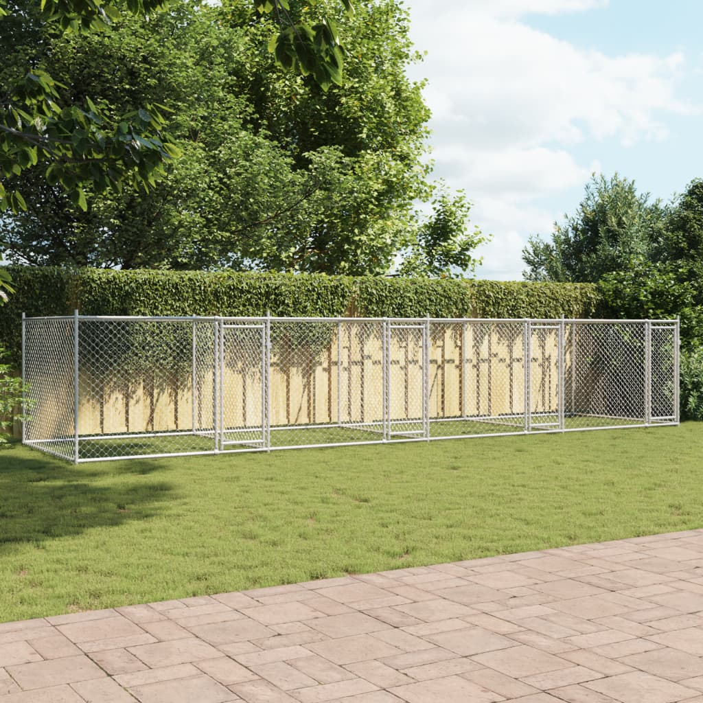 Hundezwinger Mit Türen Grau 8X2X1,5 M Verzinkter Stahl