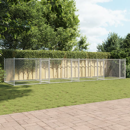 Hundezwinger Mit Türen Grau 8X2X1,5 M Verzinkter Stahl