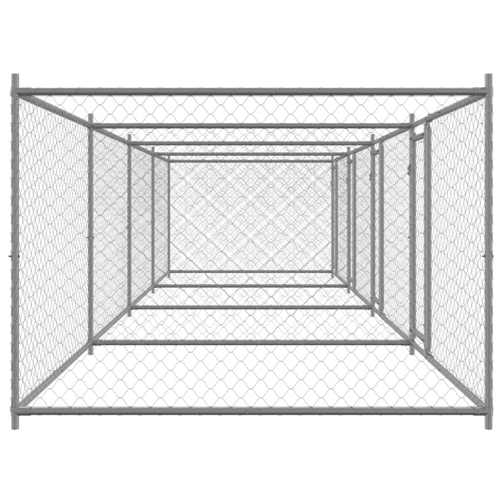 Hundezwinger Mit Türen Grau 8X2X1,5 M Verzinkter Stahl