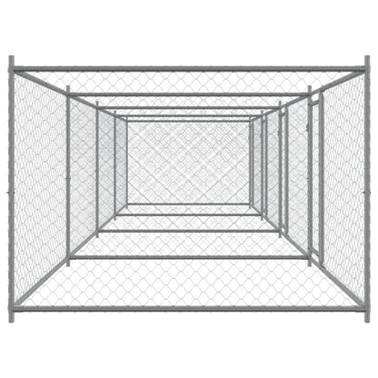 Hundezwinger Mit Türen Grau 8X2X1,5 M Verzinkter Stahl