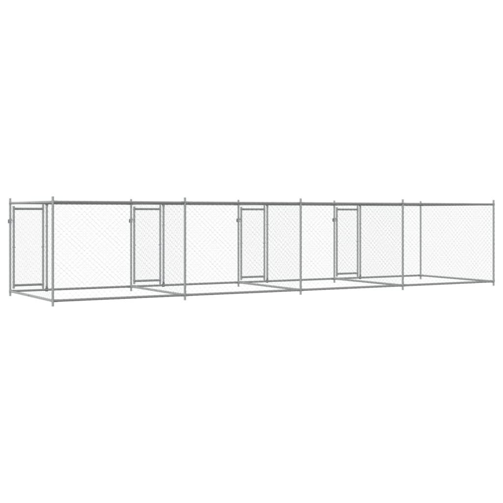 Hundezwinger Mit Türen Grau 8X2X1,5 M Verzinkter Stahl