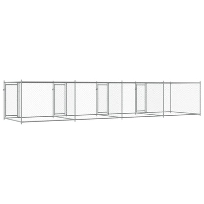 Hundezwinger Mit Türen Grau 8X2X1,5 M Verzinkter Stahl