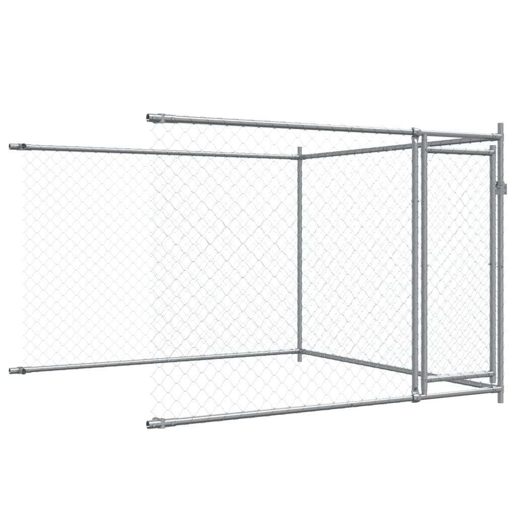 Hundezwinger Mit Türen Grau 8X2X1,5 M Verzinkter Stahl