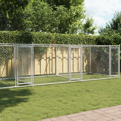 Hundezwinger Mit Türen Grau 8X2X1,5 M Verzinkter Stahl