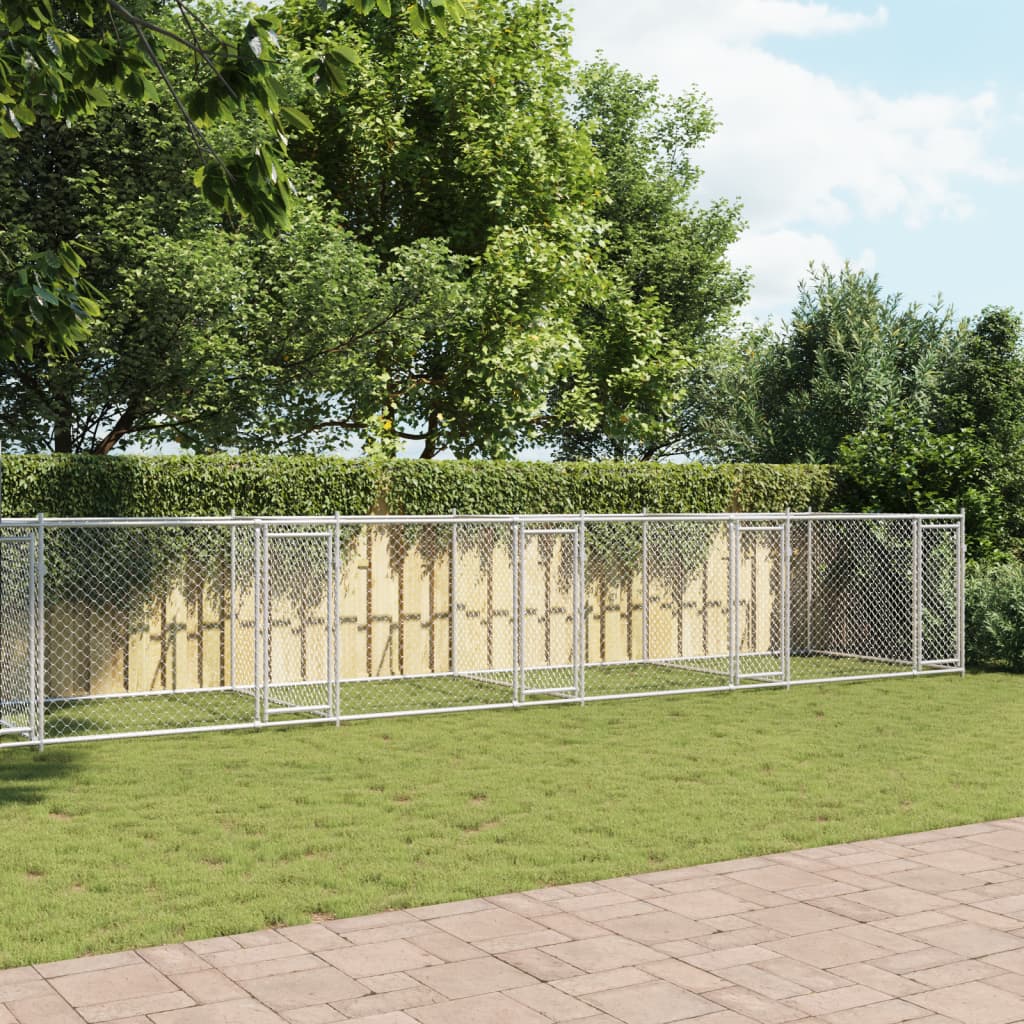 Hundezwinger Mit Türen Grau 10X2X1,5 M Verzinkter Stahl