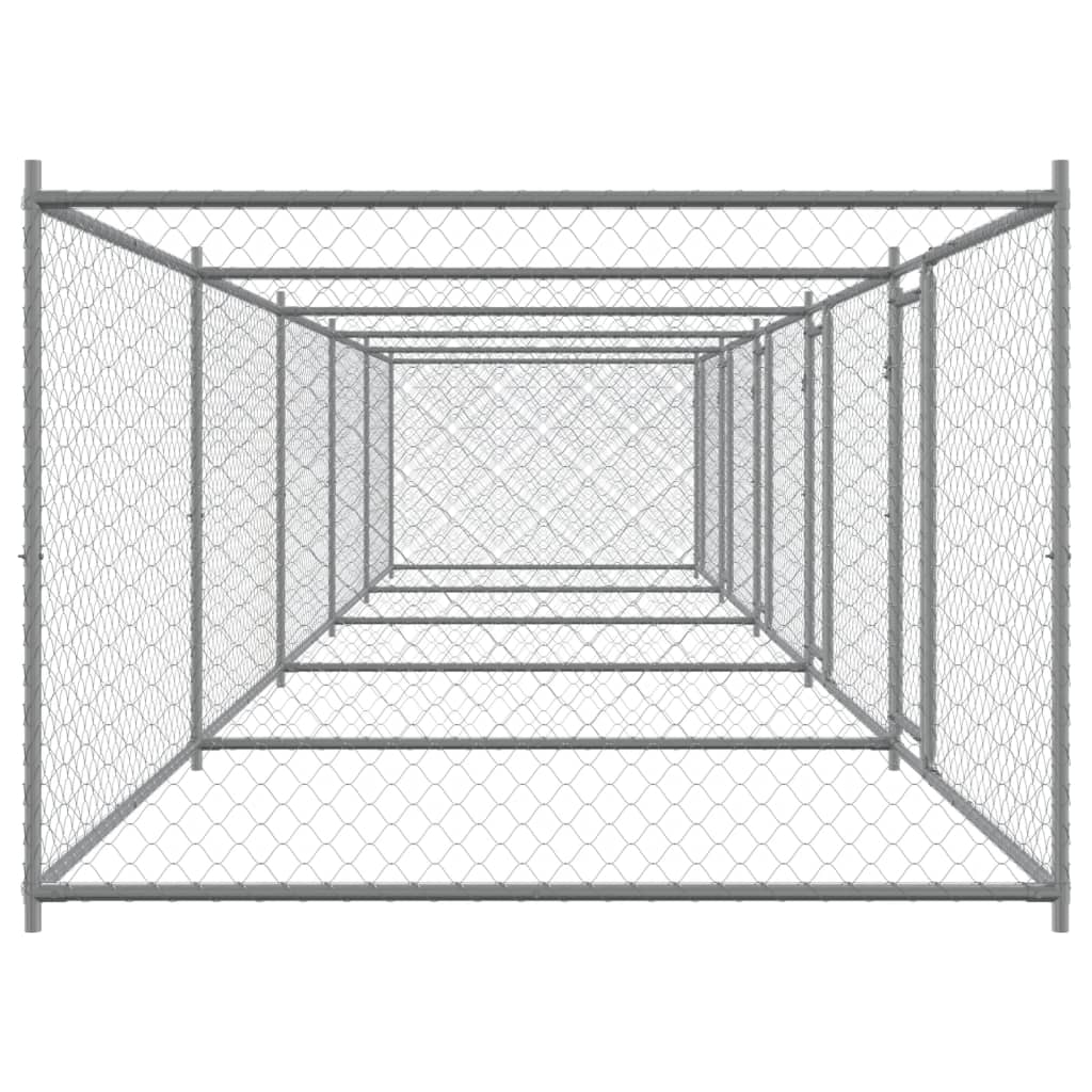 Hundezwinger Mit Türen Grau 10X2X1,5 M Verzinkter Stahl