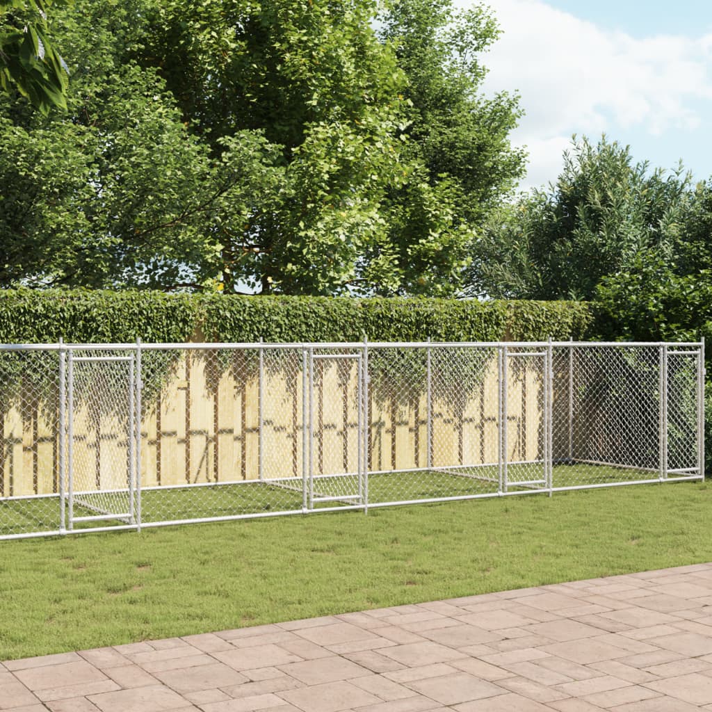 Hundezwinger Mit Türen Grau 10X2X1,5 M Verzinkter Stahl