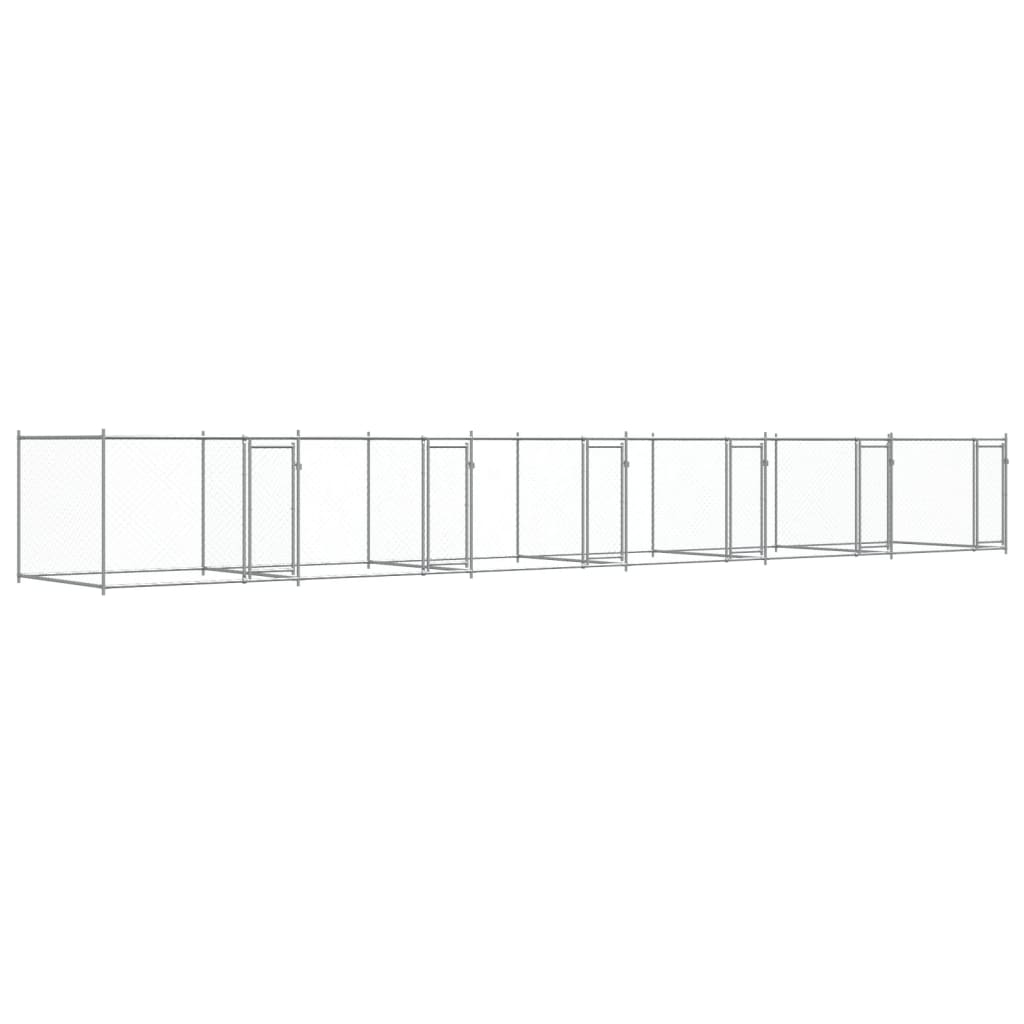 Hundezwinger Mit Türen Grau 12X2X1,5 M Verzinkter Stahl