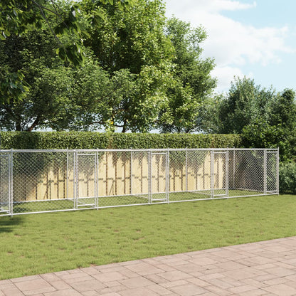 Hundezwinger Mit Türen Grau 12X2X1,5 M Verzinkter Stahl
