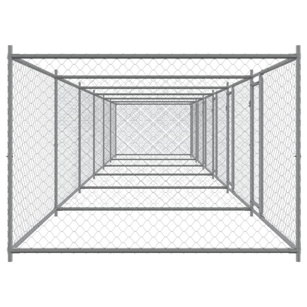 Hundezwinger Mit Türen Grau 12X2X1,5 M Verzinkter Stahl