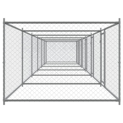Hundezwinger Mit Türen Grau 12X2X1,5 M Verzinkter Stahl