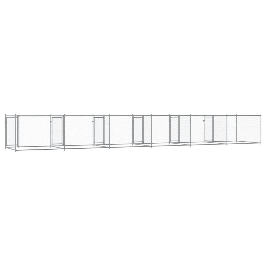 Hundezwinger Mit Türen Grau 12X2X1,5 M Verzinkter Stahl