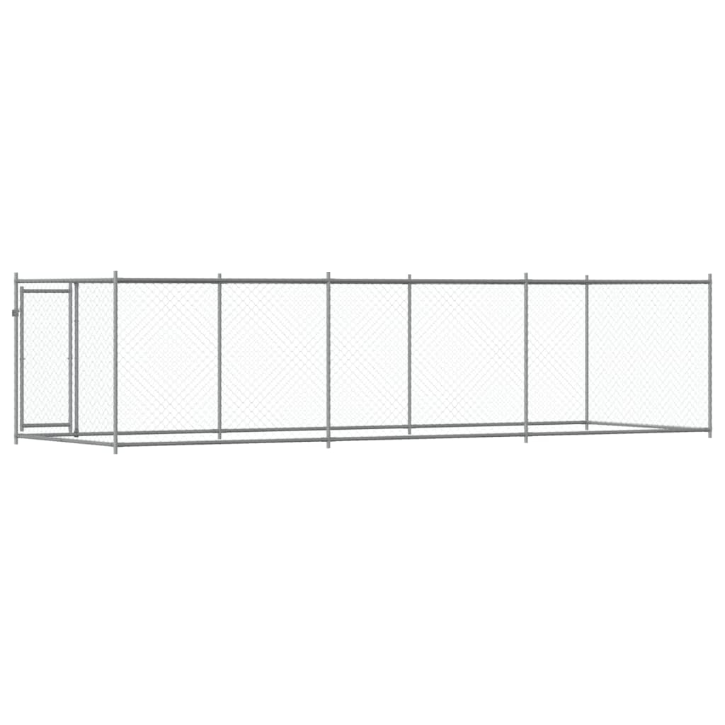 Hundezwinger Mit Tür Grau 6X2X1,5 M Verzinkter Stahl