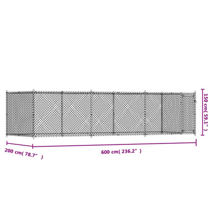 Hundezwinger Mit Tür Grau 6X2X1,5 M Verzinkter Stahl