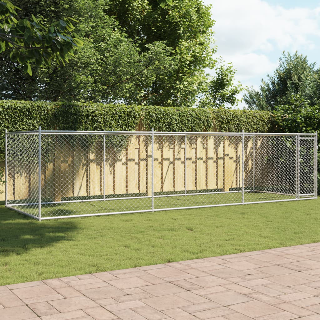 Hundezwinger Mit Tür Grau 6X2X1,5 M Verzinkter Stahl