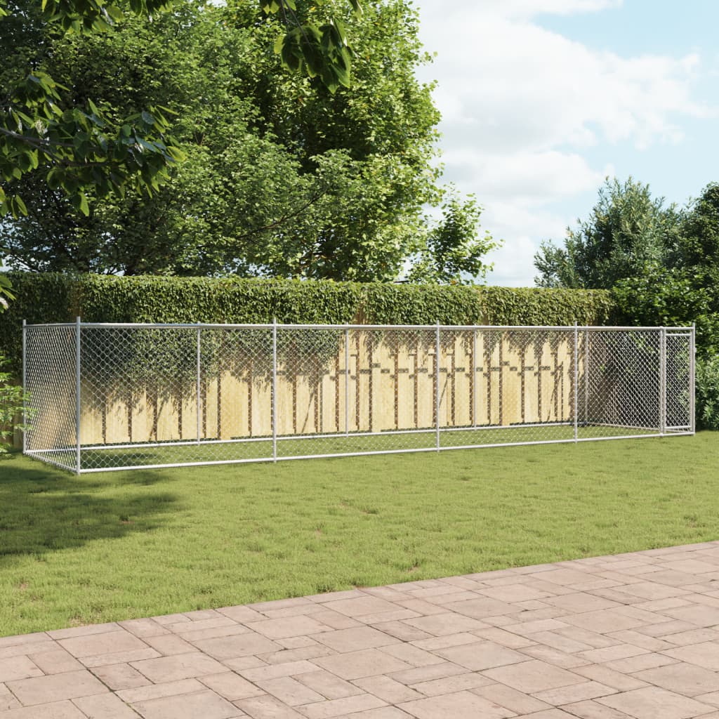 Hundezwinger Mit Tür Grau 8X2X1,5 M Verzinkter Stahl