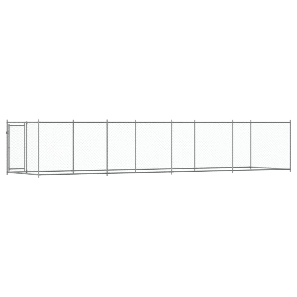 Hundezwinger Mit Tür Grau 8X2X1,5 M Verzinkter Stahl